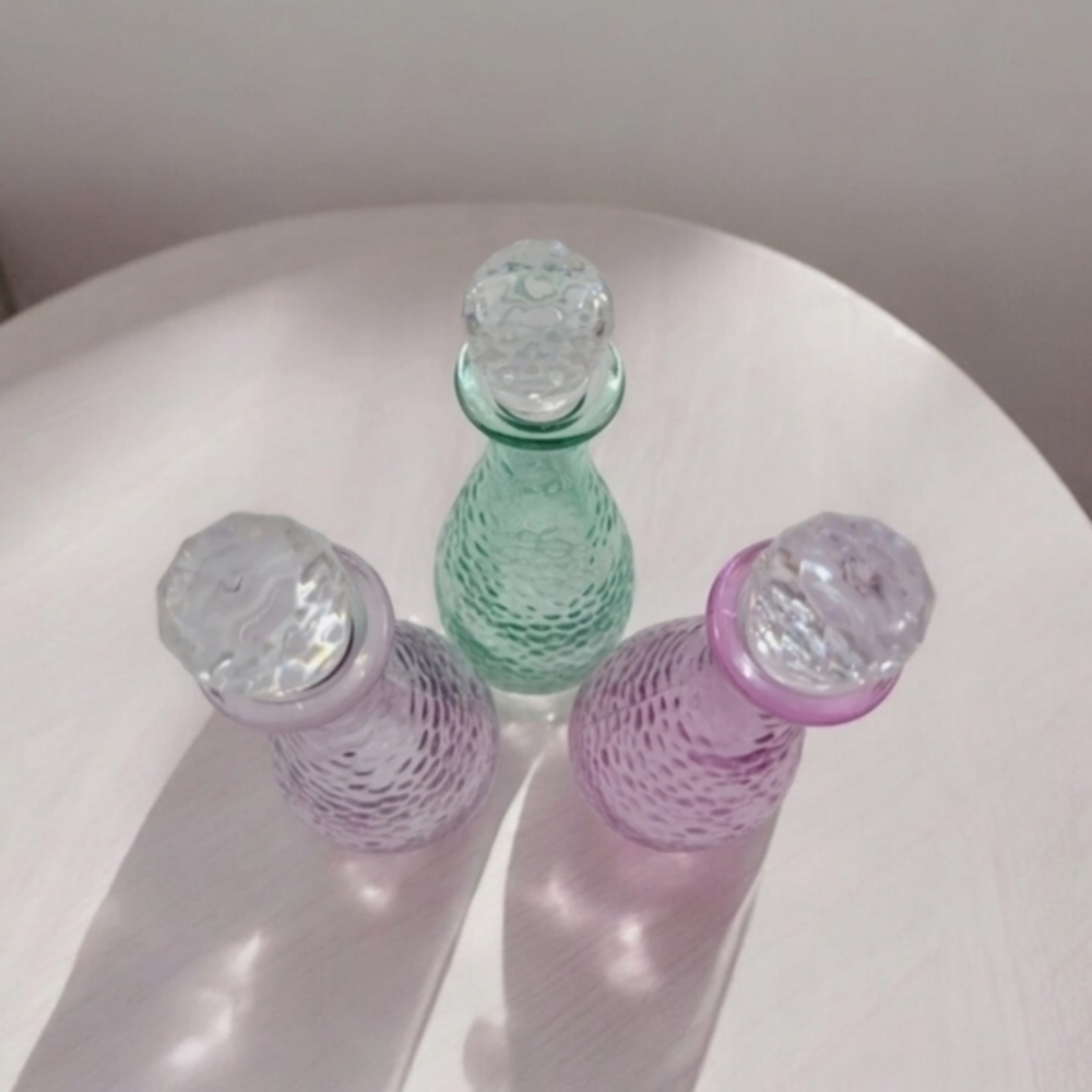 Decorative Hammered Glass Bottles with Stoppers, 6.875 x‎ 2.625 in. - Picture 10 of 12
